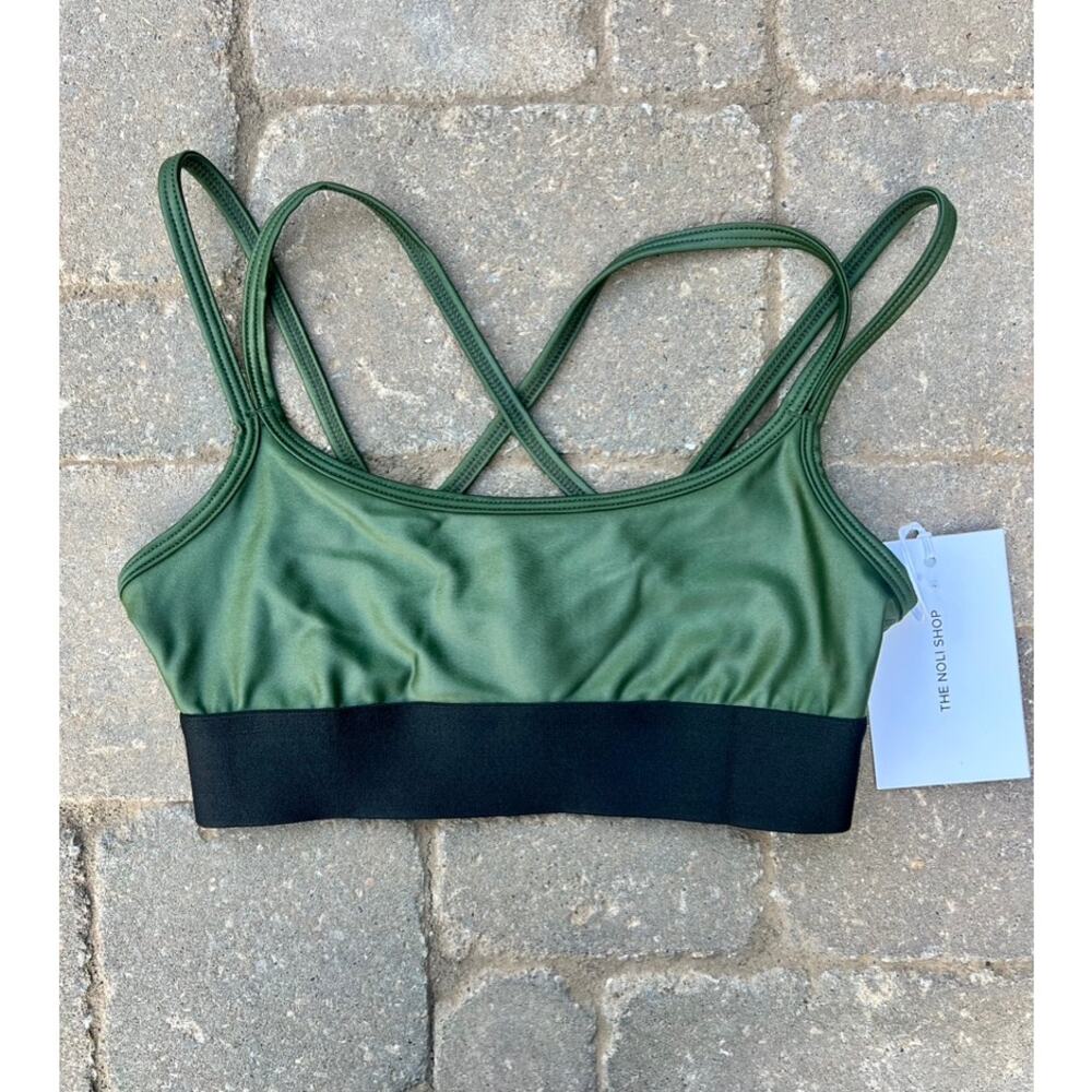 NWT Noli green shimmer strappy studio bra  size Xsmall